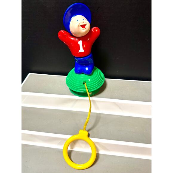 Vintage 1977 Johnson And Johnson Stand Up Man Pull Cord Baby Toy W/ Suction Cup - Picture 1 of 4